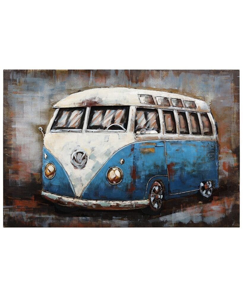 Empire Art Direct blue bus Mixed Media Iron Hand Painted Dimensional Wall Art, 32