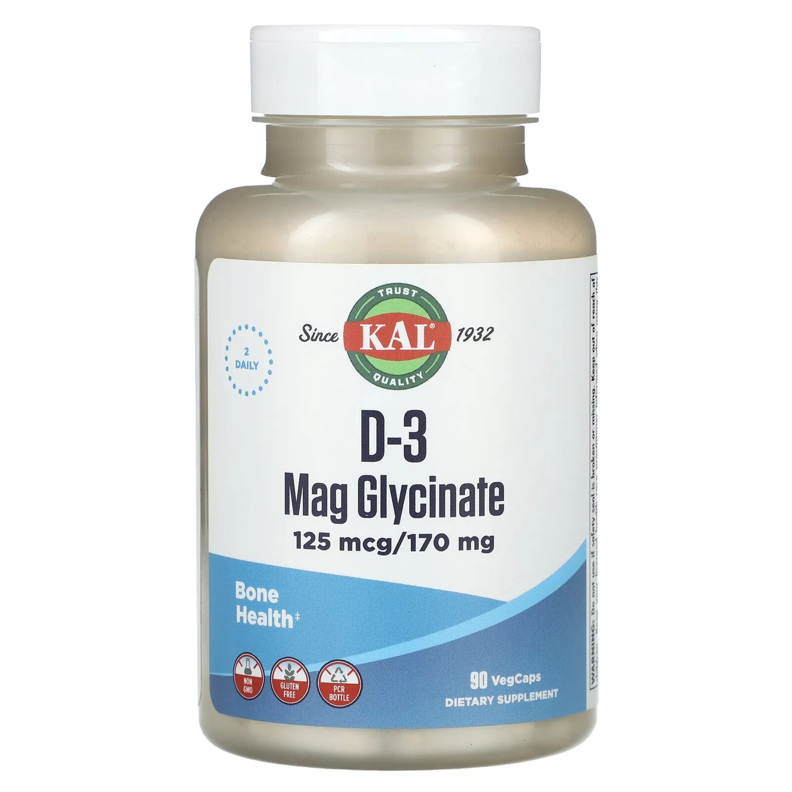 КАЛ, Глицинат магния D-3, 125 мкг / 170 мг, 90 вегетарианских капсул