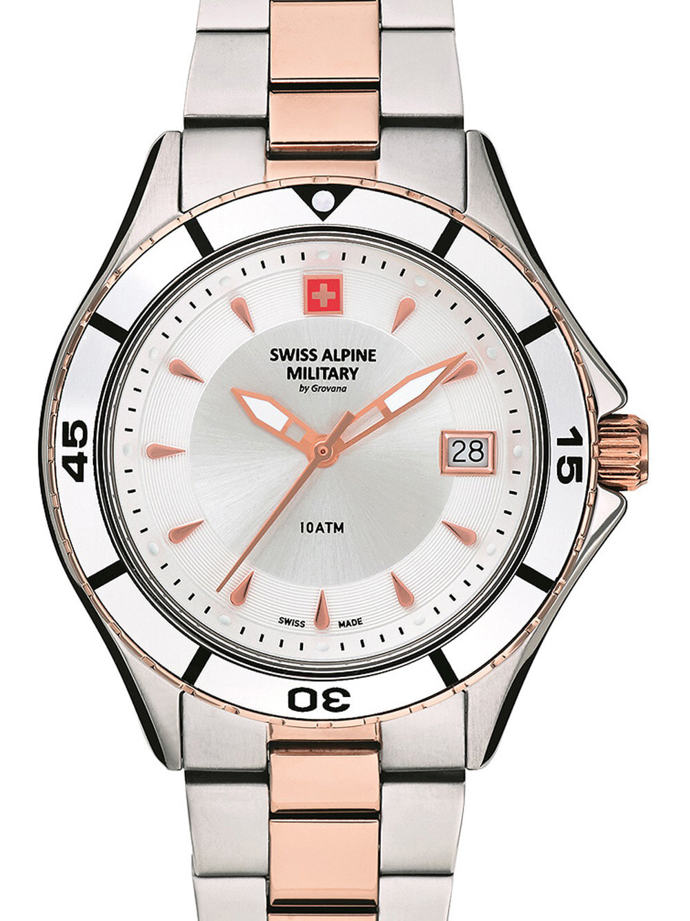 Женские наручные кварцевые часы Swiss Alpine Military браслет из нержавеющей стали, окошко с датой.