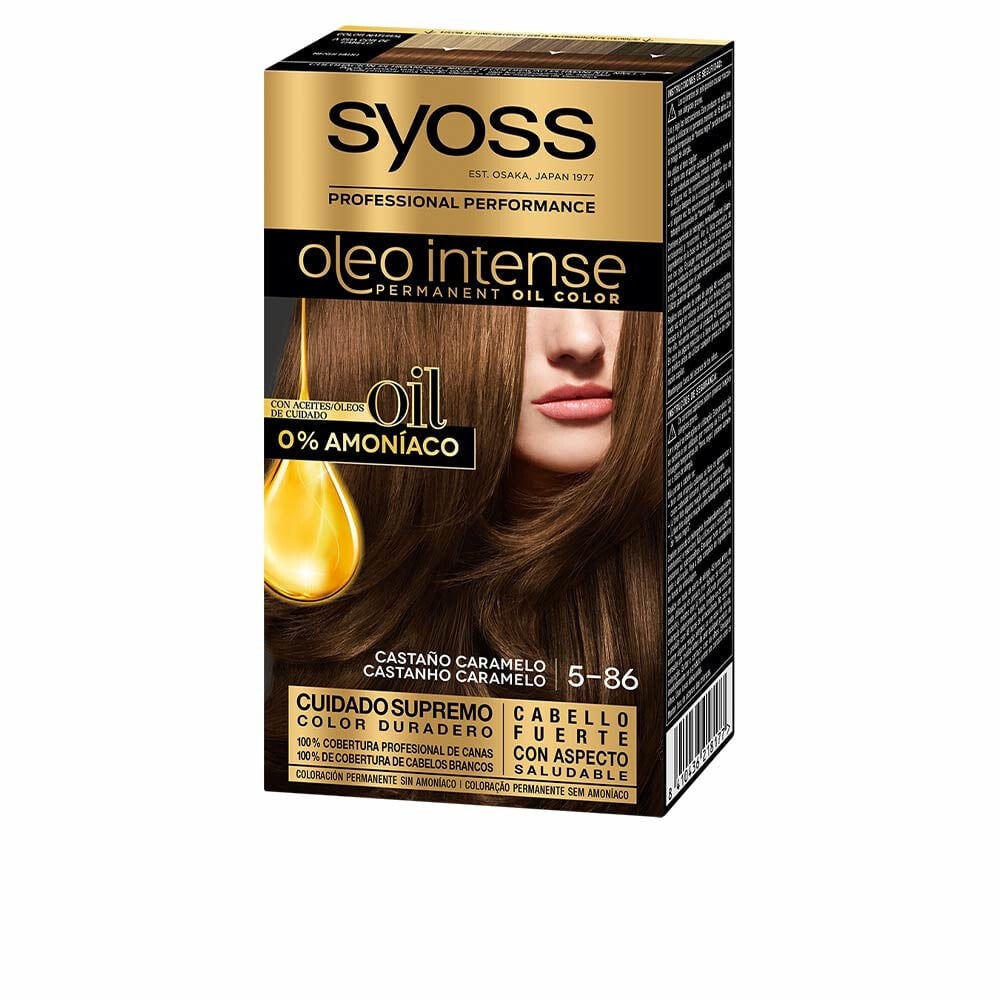 Syoss Oleo Intense Permanent Hair Color No. 5.86 Caramel Chestnut Стойкая масляная краска для волос без аммиака, оттенок карамельный каштан