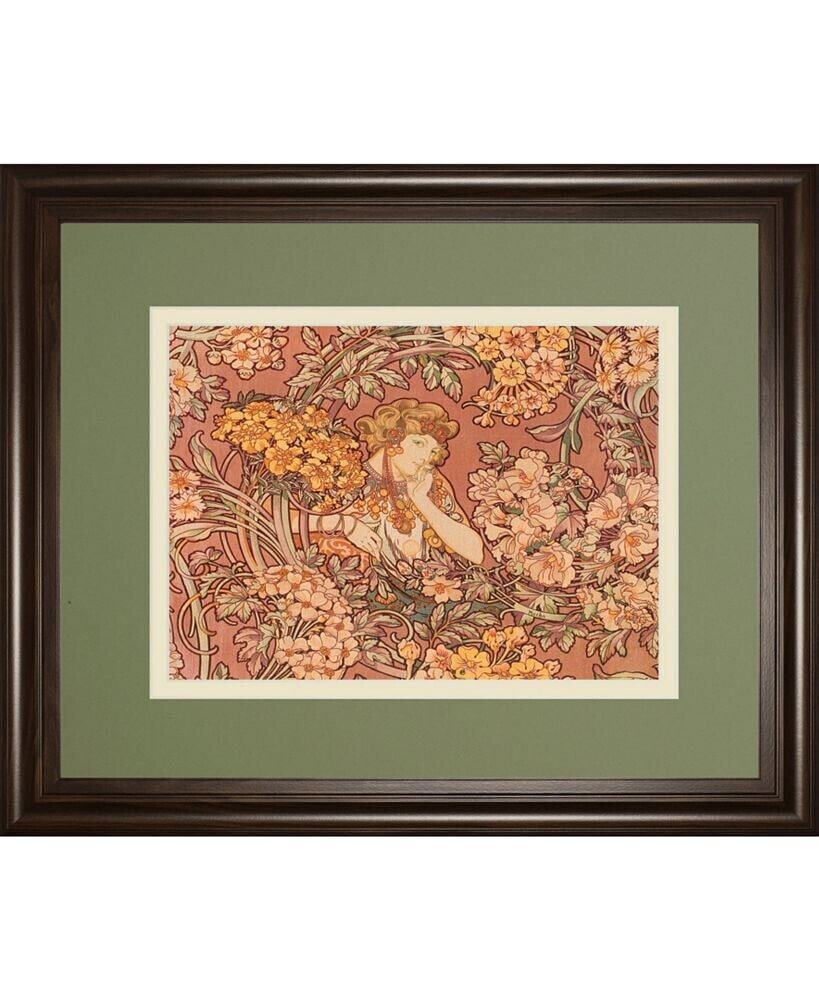Classy Art redhead Among Flowers by Alphonse Mucha Framed Print Wall Art, 34