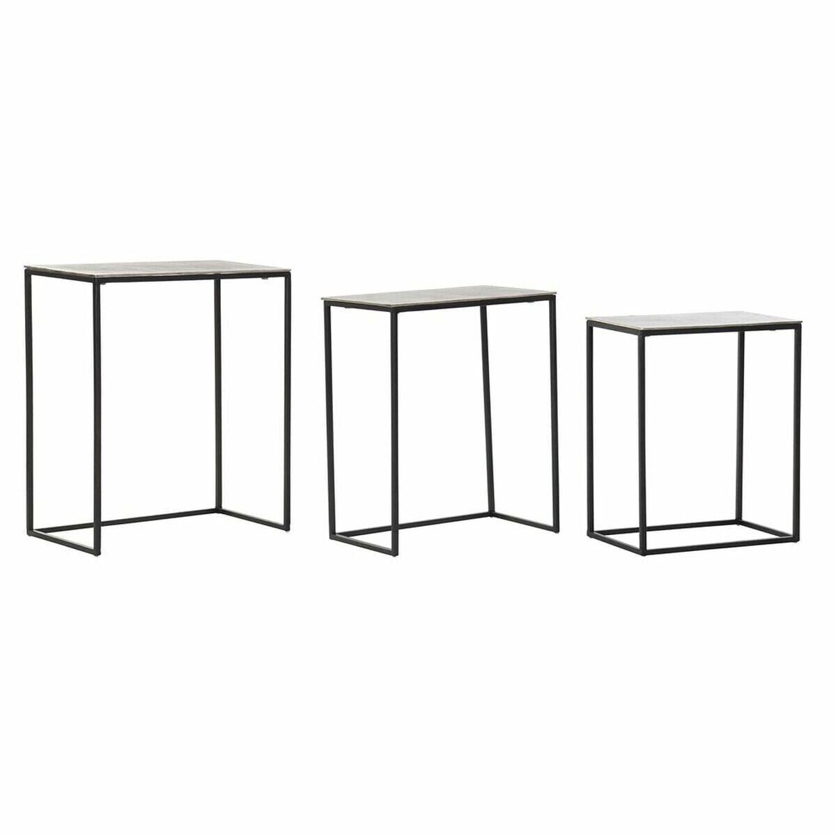 Set of 3 small tables DKD Home Decor Black Silver 50,5 x 28,5 x 59 cm