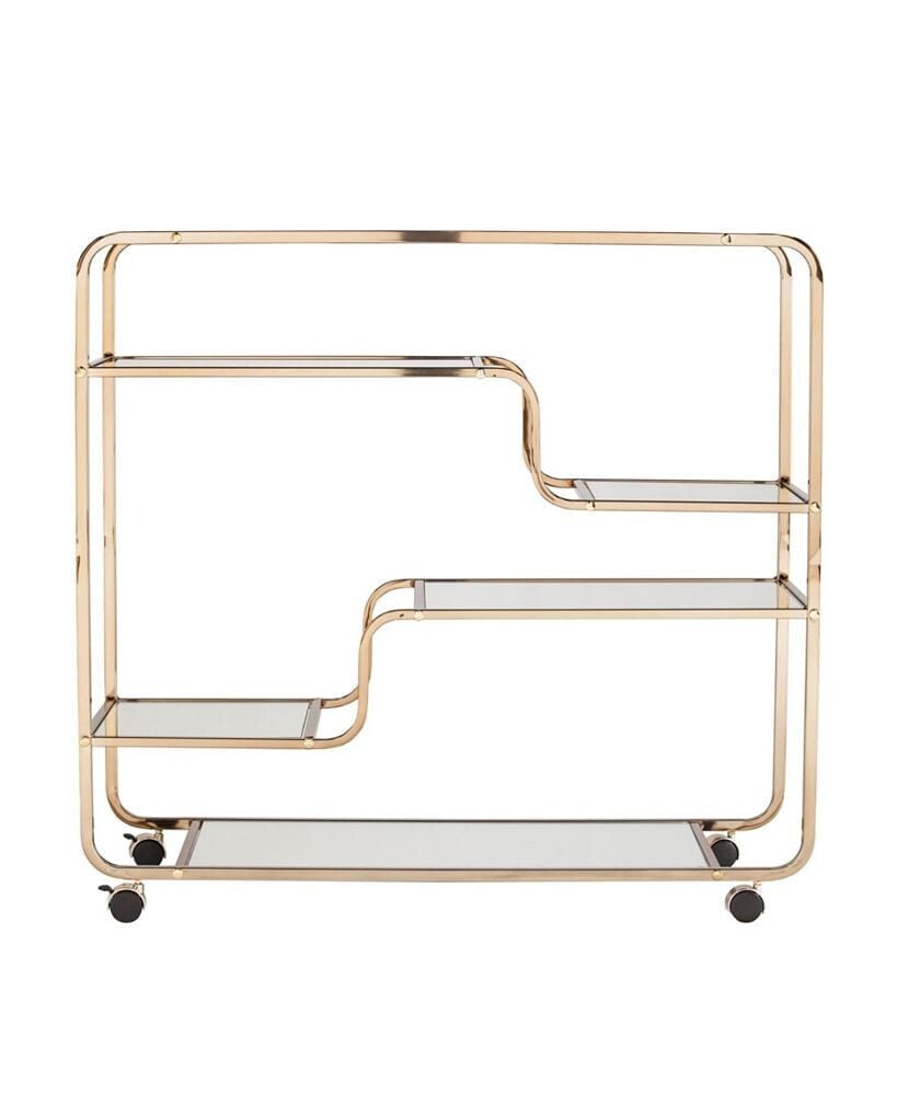 Southern Enterprises mada Art Deco Mirrored Bar Cart