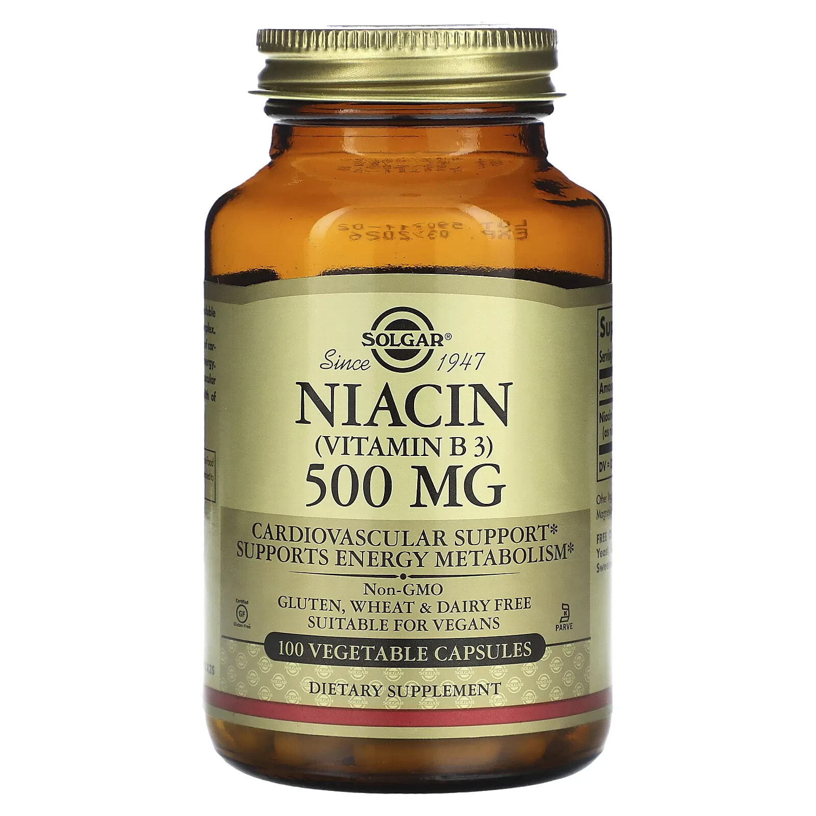 Solgar, Niacin (Vitamin B 3), 500 mg, 100 Vegetable Capsules