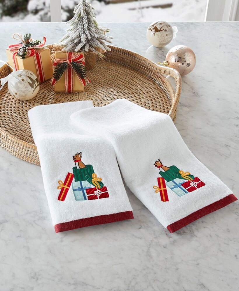 Holiday Lane dog & Gift Embroidered 2-Pc. Hand Towel Set, Created for Macy's