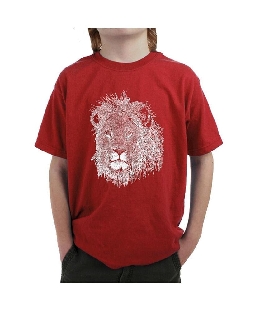 LA Pop Art big Boy's Word Art T-shirt - Lion