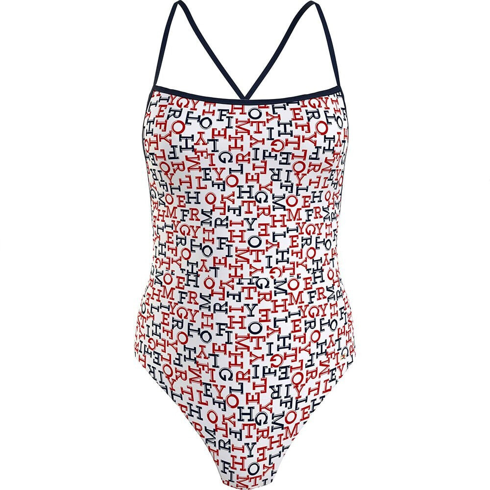 TOMMY HILFIGER Straight Neck One Piece Print Swimsuit