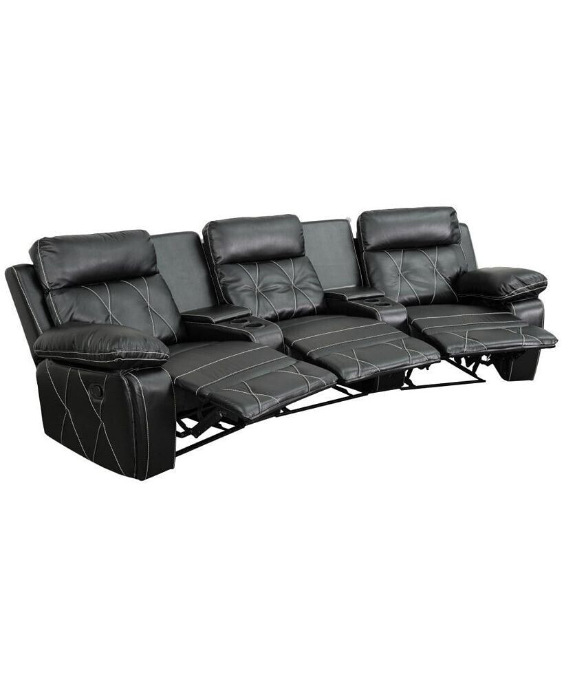 EMMA+OLIVER 3-Seat Reclining Theater Seating Unit With Curved Cup Holders