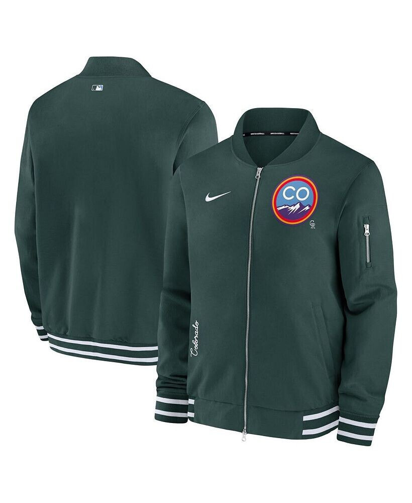 Nike men's Hunter Green Colorado Rockies Authentic Collection Game Time Bomber Full-Zip Jacket