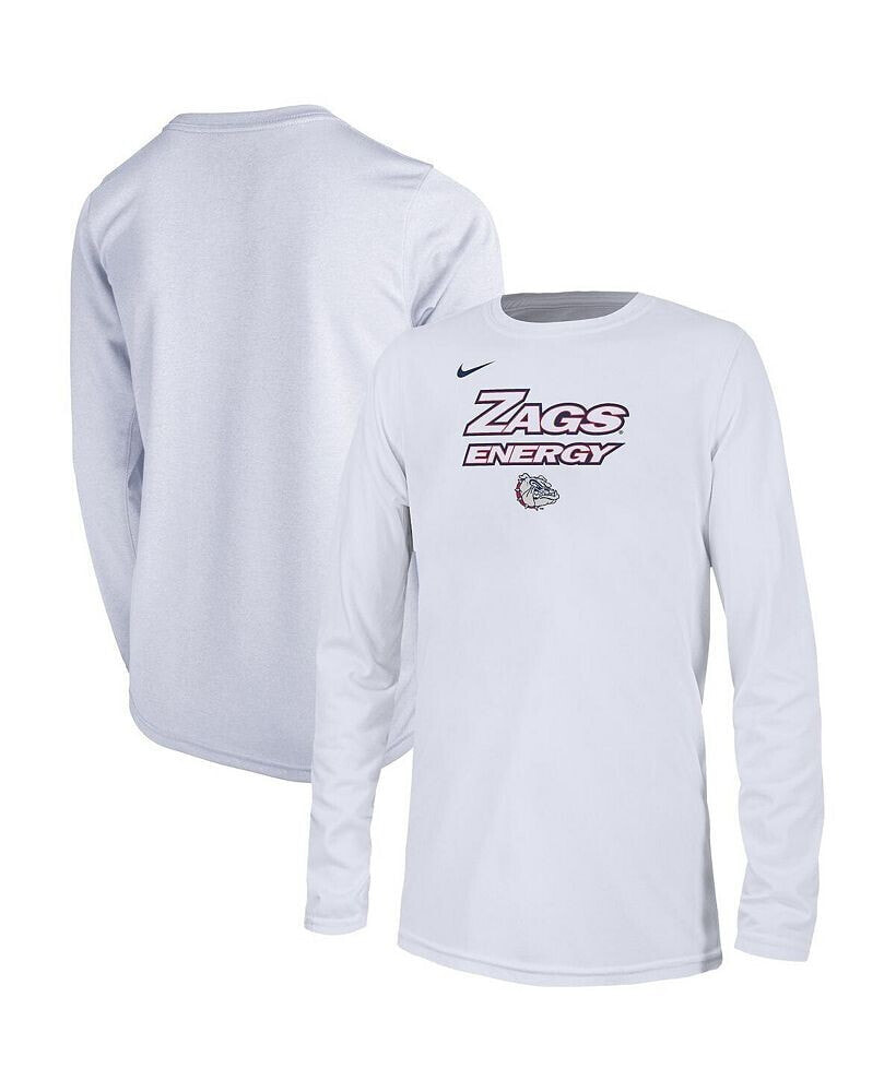 Nike big Boys White Gonzaga Bulldogs 2024 On-Court Bench Energy T-shirt