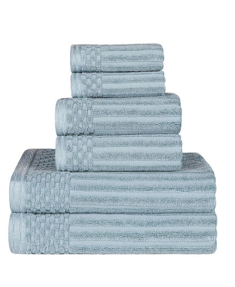 Superior soho Checkered Border Cotton 6 Piece Towel Set