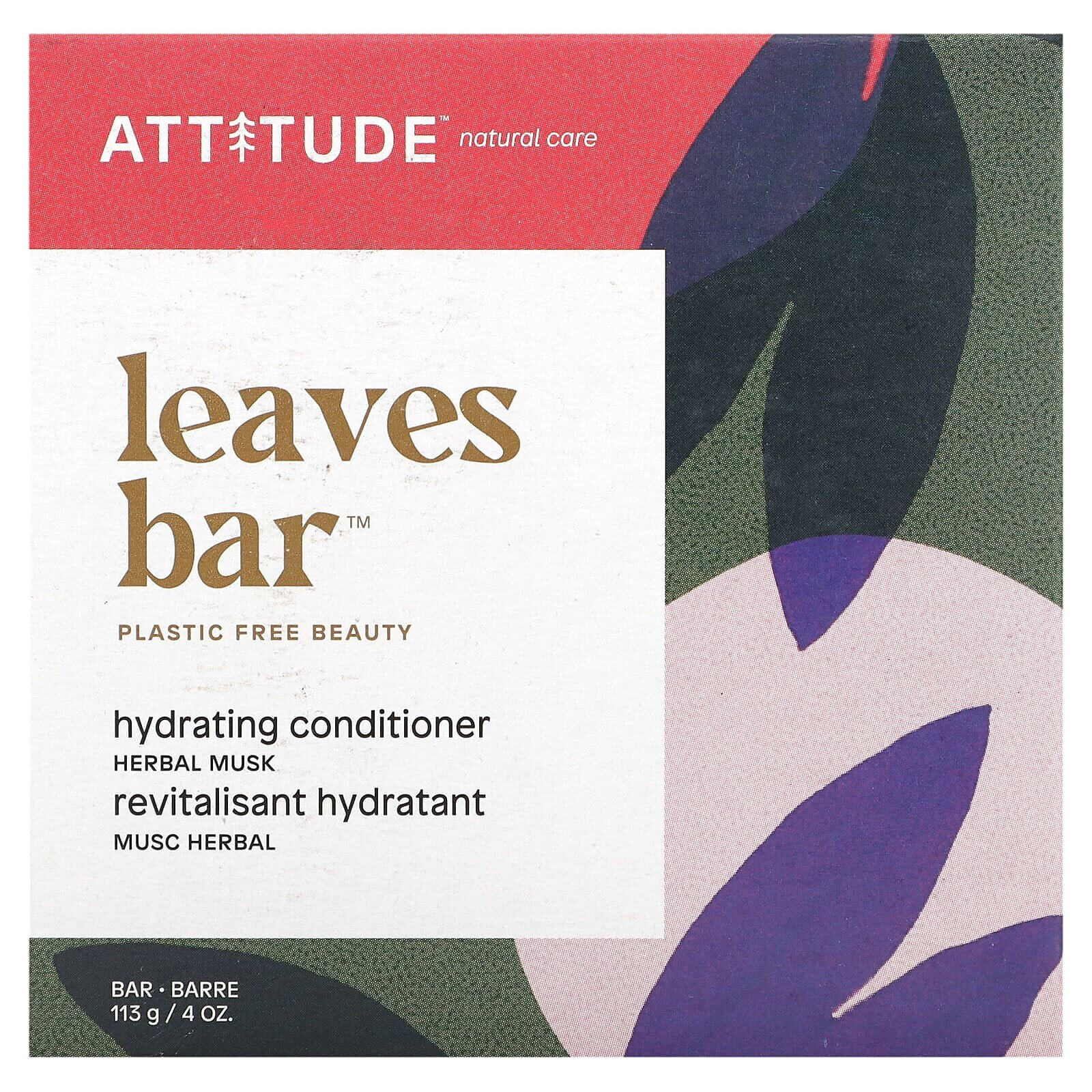 ATTITUDE, Leaves Bar, питательный кондиционер, сандаловое дерево, 113 г (4 унции)