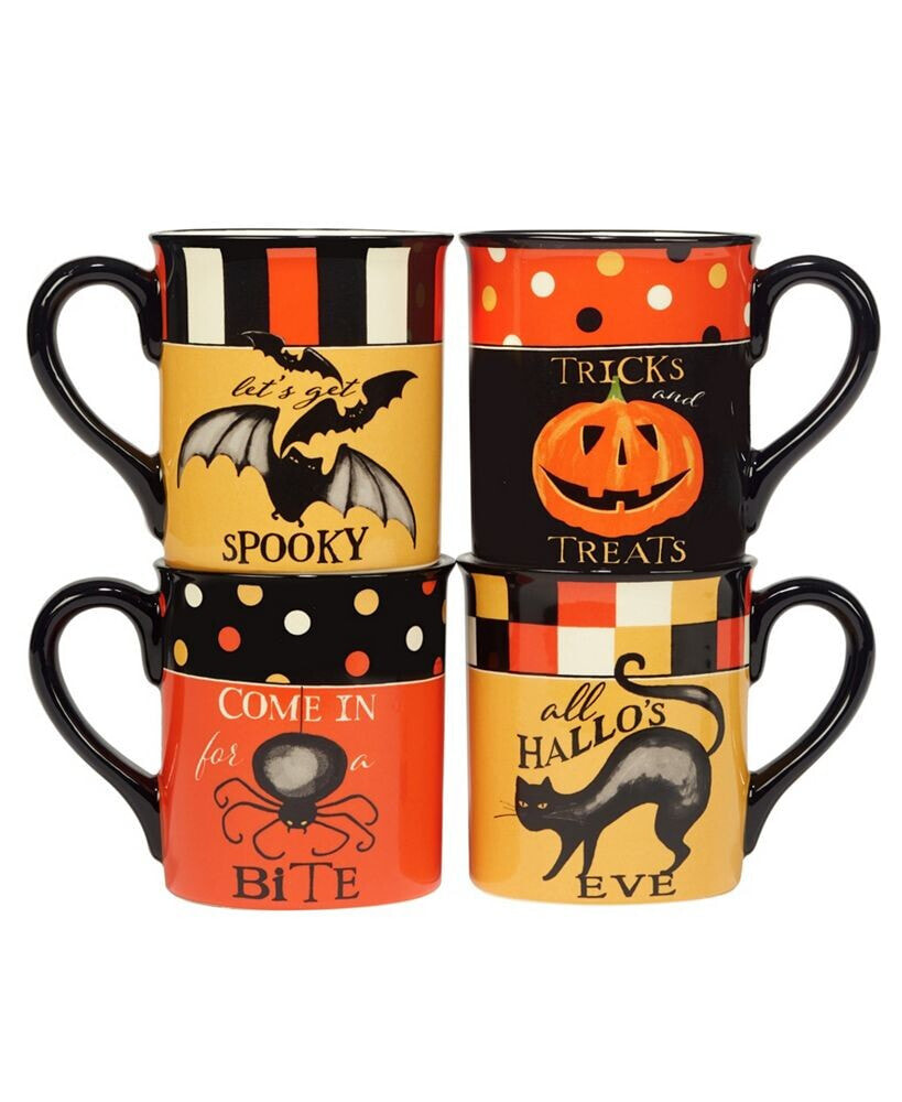 Certified International spooky Halloween Set of 4 Mugs, Service for 4