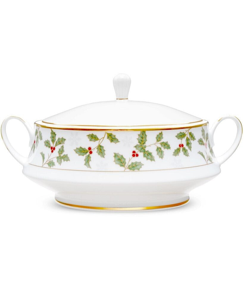 Noritake holly & Berry Gold Covered Vegetable Bowl