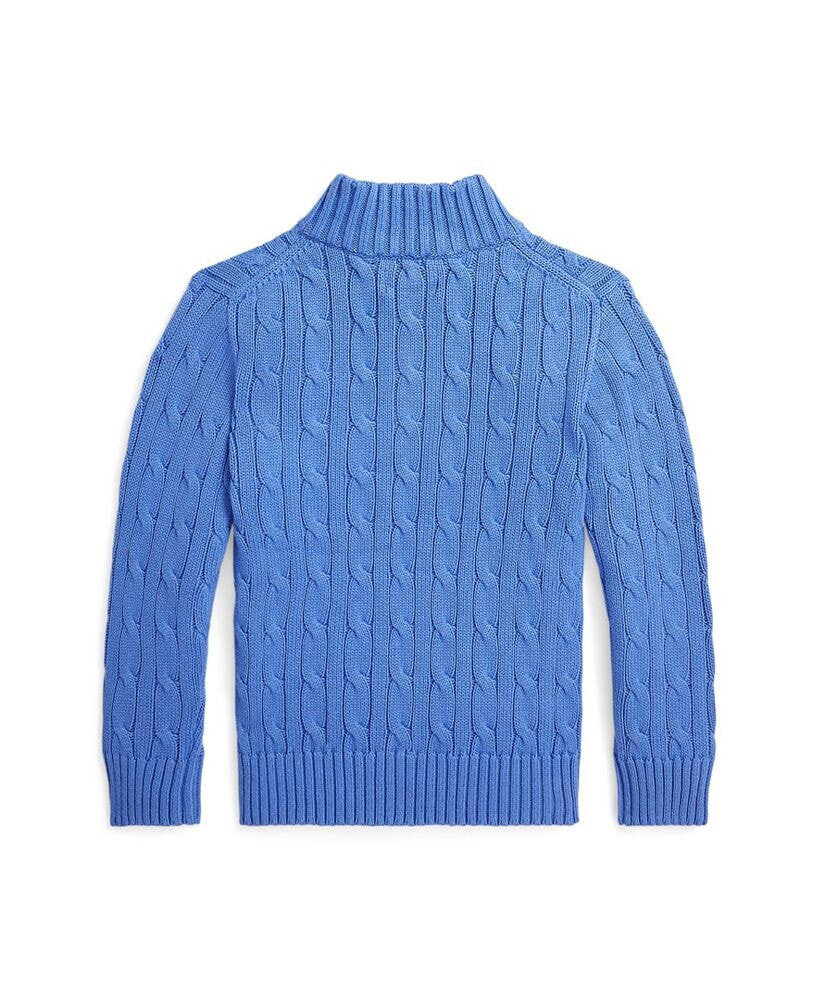 Cable-Knit Cotton Quarter-Zip Sweater
