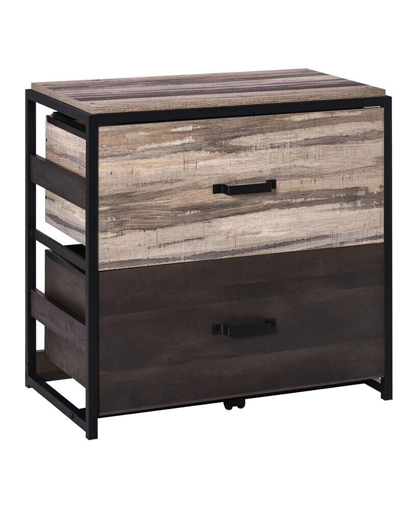 Office Organizer with Double Drawers and Adjustable Metal Hanging Bars