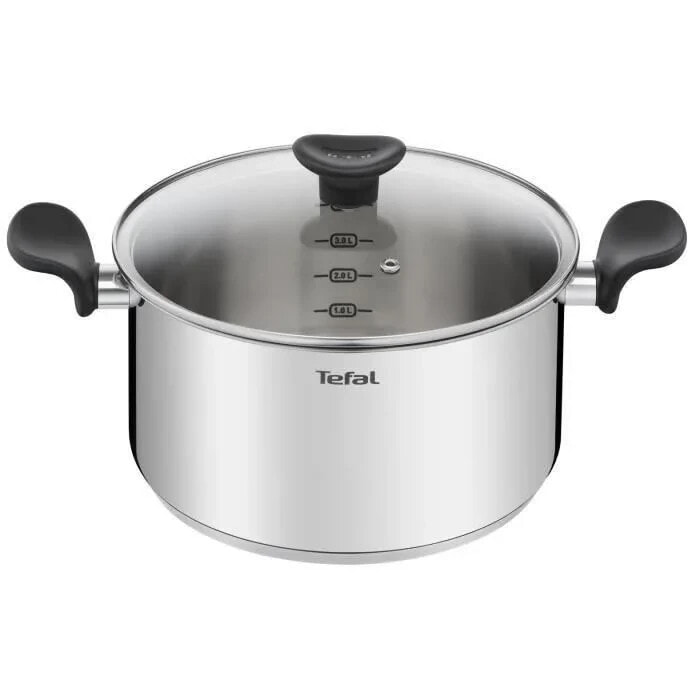 TEFAL E3084604 PRIMARY Auflaufform aus Edelstahl 24 cm / 5 l + Deckel / Induktionskompatibel