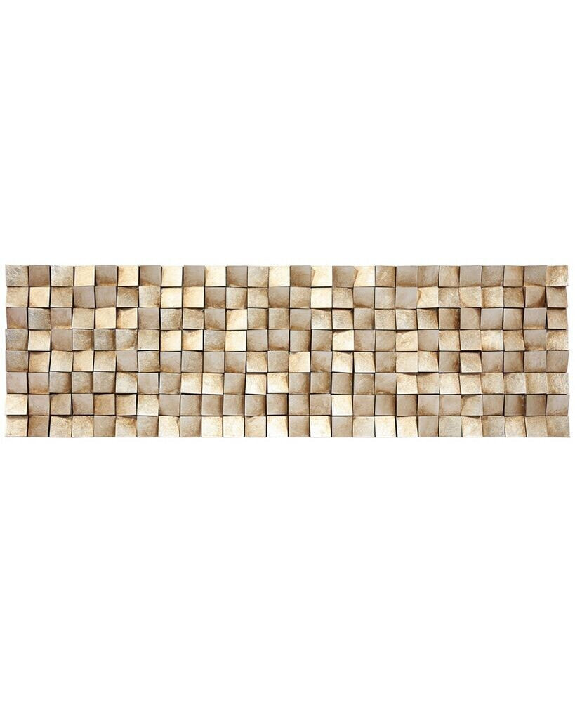 'Textured 2' Metallic Handed Painted Rugged Wooden Blocks Wall Sculpture - 72