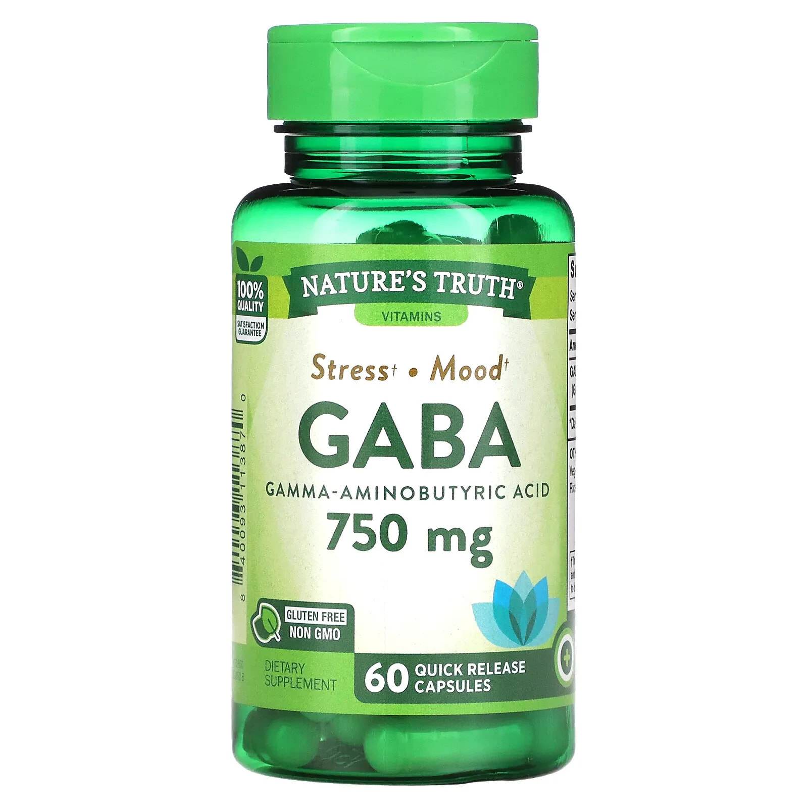 GABA, 750 mg, 60 Quick Release Capsules