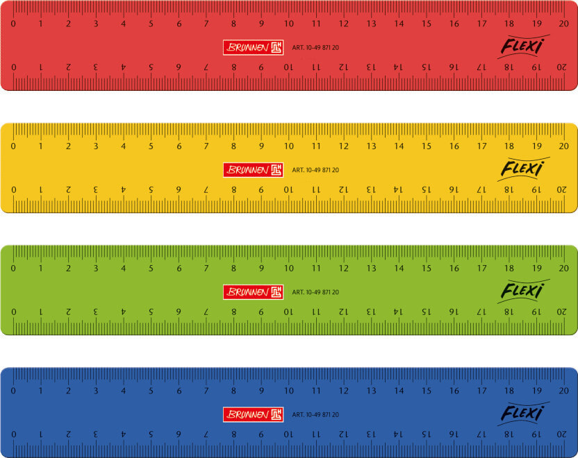 Brunnen 104987120 - Desk ruler - Blue - Green - Red - Yellow - cm - 20 cm - 4 pc(s)