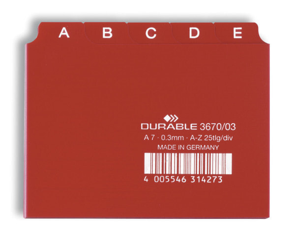 Durable 367003 закладка-разделитель Алфавитная закладка-разделитель ПВХ Красный