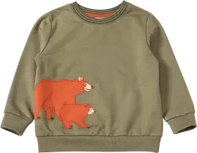 Sweatshirt mit Bären-Applikation, grün & braun, Gr. 104, 1 St