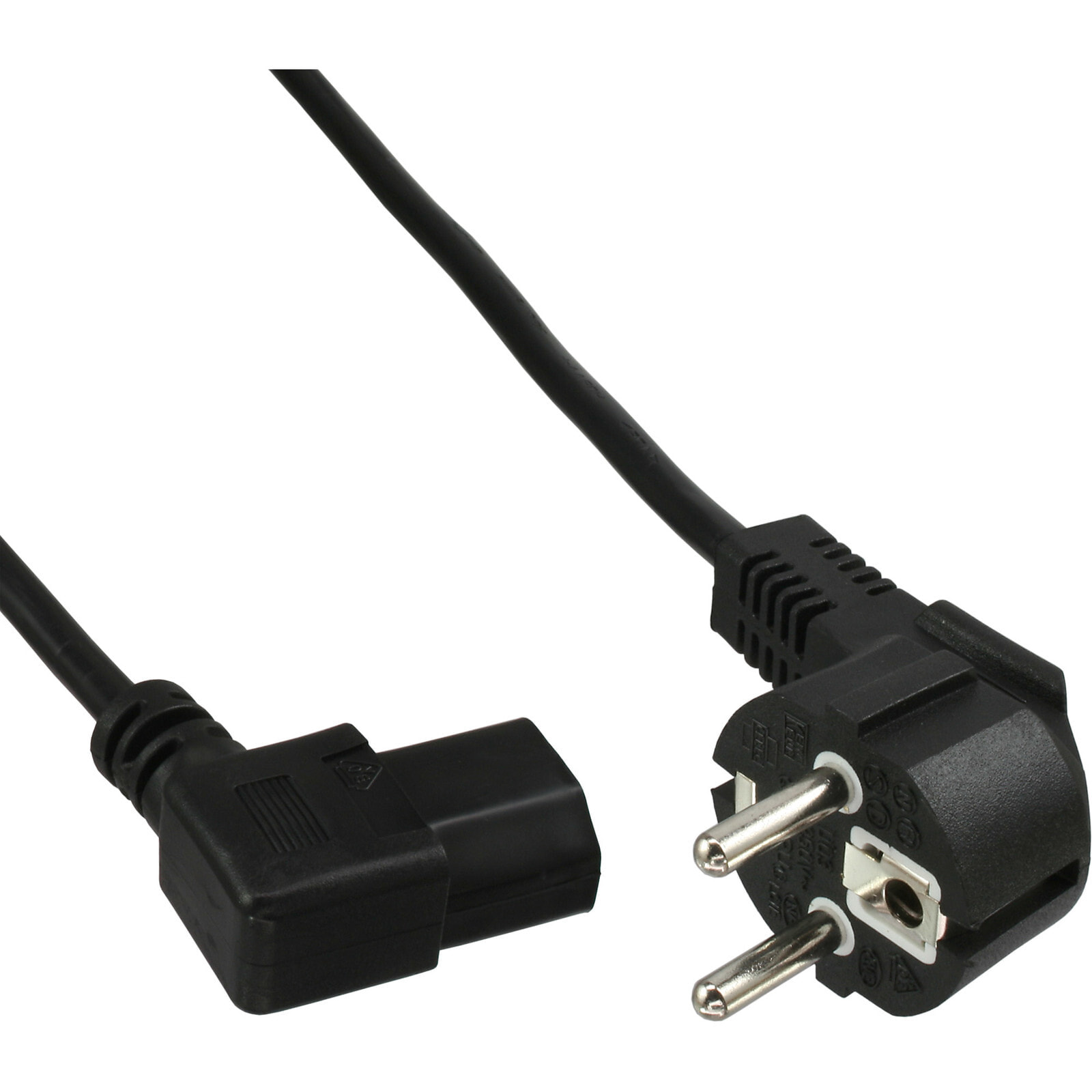 InLine 45pcs. Bulk-Pack Power Cable Type F angled C13 left angled black 1m - 1 m - Power plug type F - IEC C13 - H05VV-F