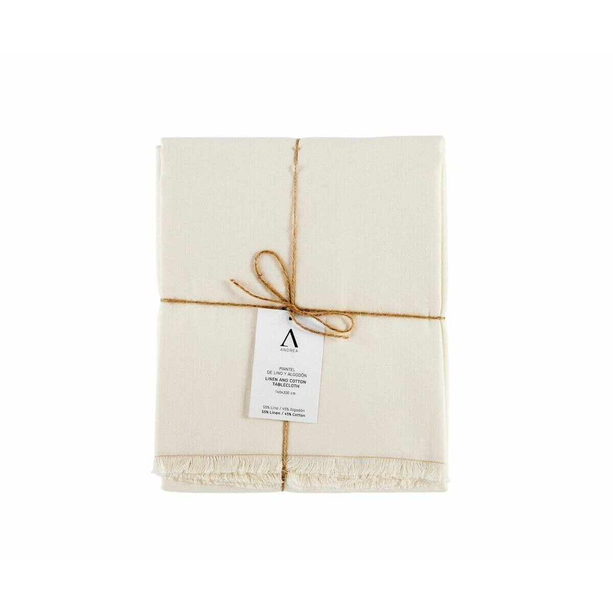 Tablecloth Alexandra House Living Ivory 200 x 1 x 140 cm With tassles