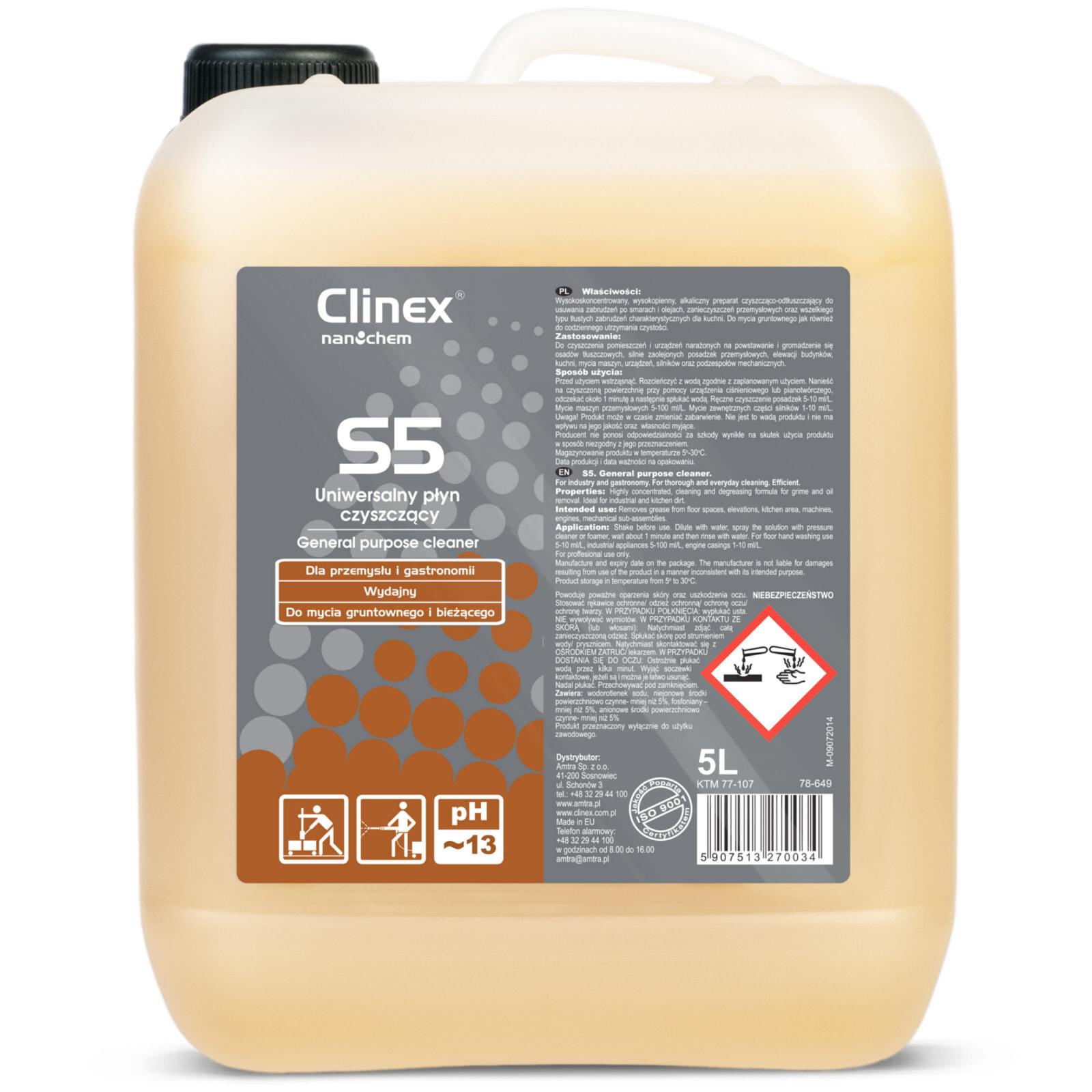 Universal cleaning fluid for stubborn dirt CLINEX S5 5L