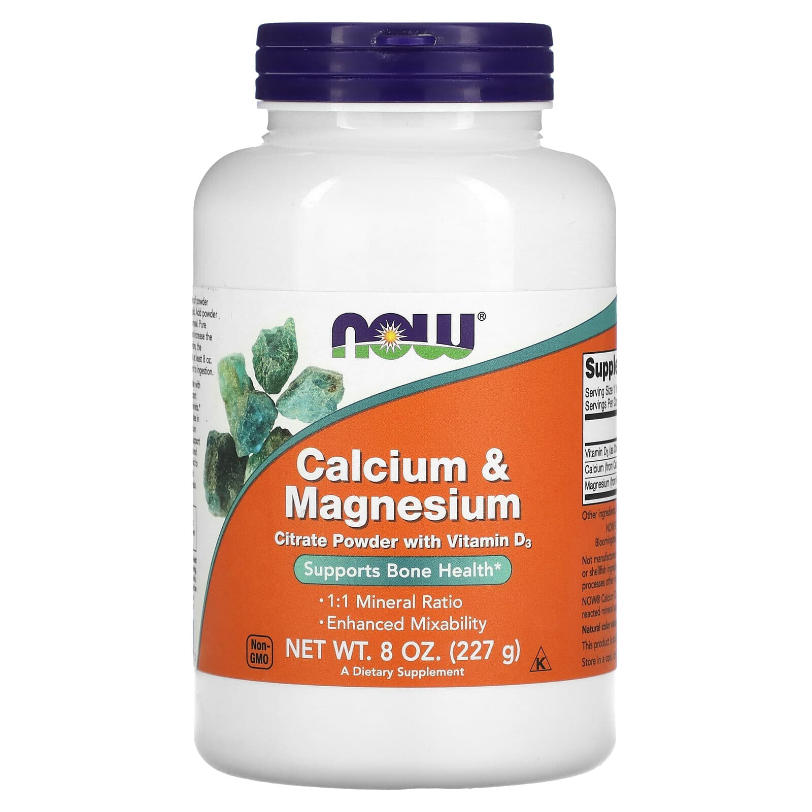 NOW Foods Calcium & Magnesium Порошок с кальцием и магнием для поддержки здоровья костей 227 г
