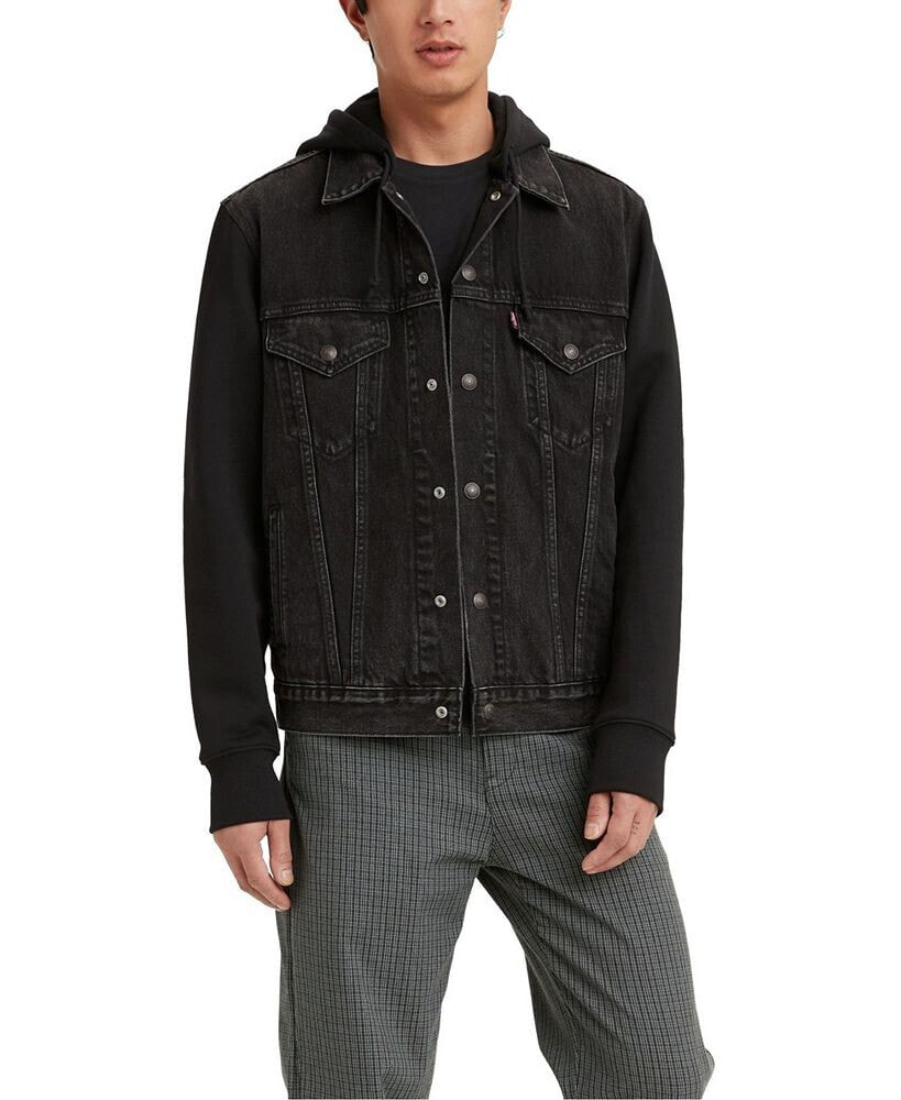 Levi's men's Hybrid Hoodie Non-Stretch Denim Trucker Jacket