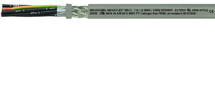 HELUKABEL MEGAFLEX 500-C, Кабель низкого напряжения, Серый, Поливинилхлорид (ПВХ), Поливинилхлорид (ПВХ), Медь, 7G0.75