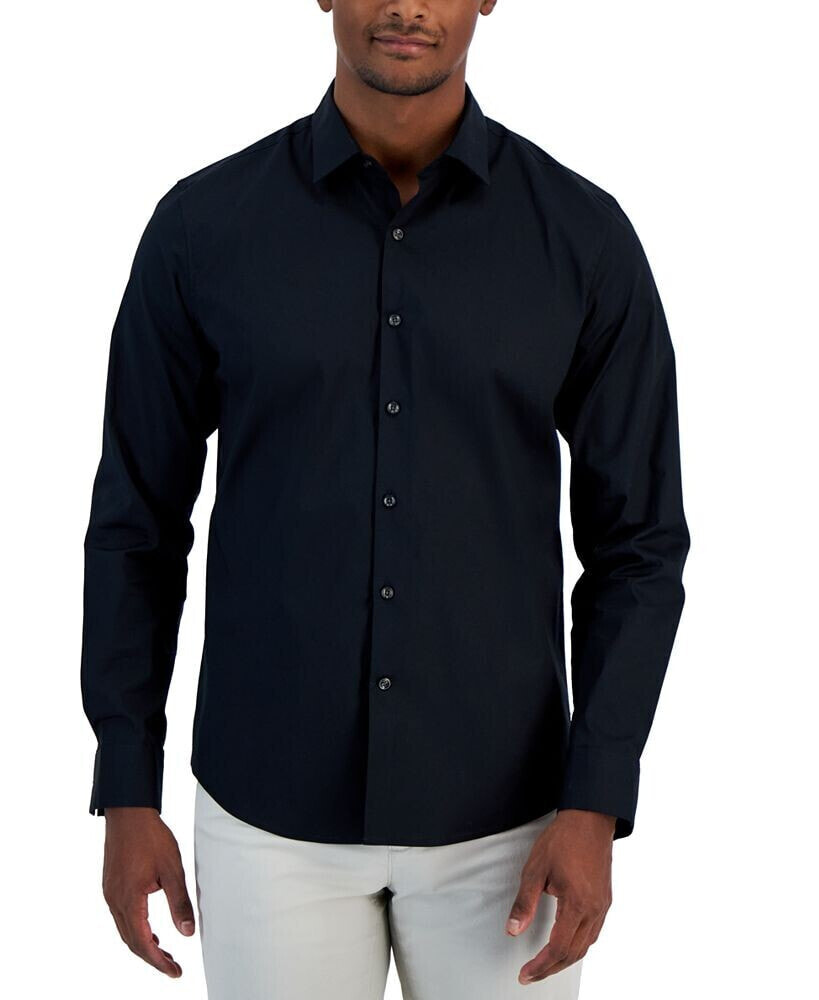 Alfani men's Modern Classic-Fit Stretch Solid Button-Down Shirt, Created for Macy's