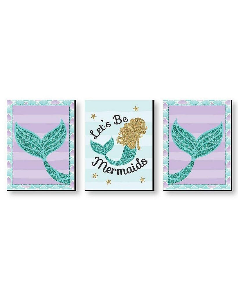 Big Dot of Happiness let's Be Mermaids - Wall Art Home Decor - 7.5 x 10 inches - Set of 3 Prints