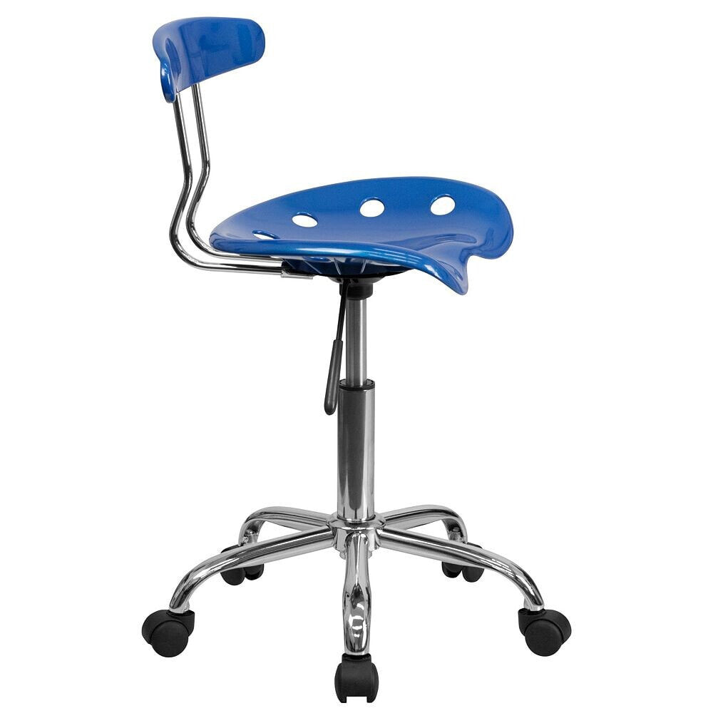Flash Furniture vibrant Bright Blue And Chrome Swivel Task Chair With Tractor Seat