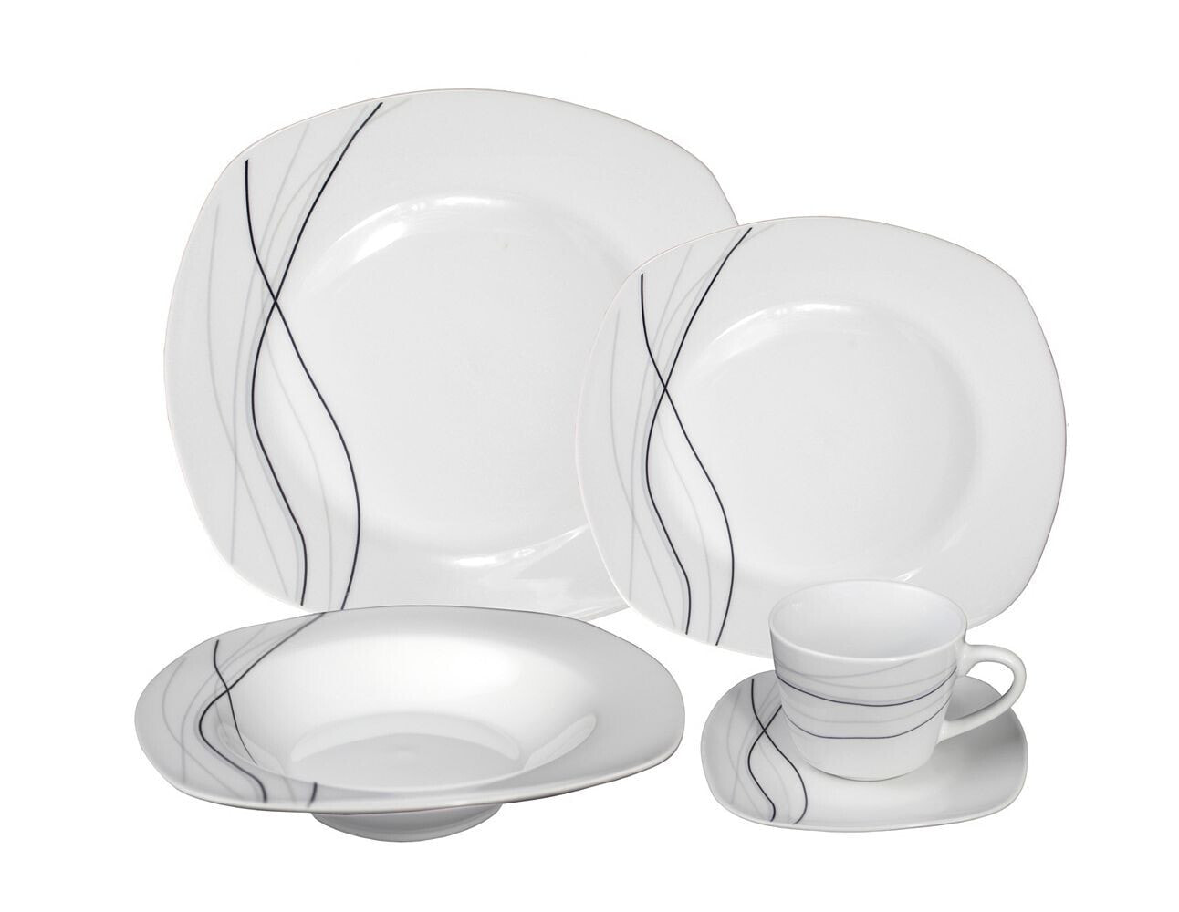 Lorren Home Trends porcelain 20 Piece Square Dinnerware Set Service for 4
