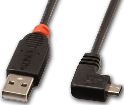 Lindy 1m, USB 2.0 A/Micro USB B, 90°, M/M USB кабель USB A Micro-USB B Черный 31976