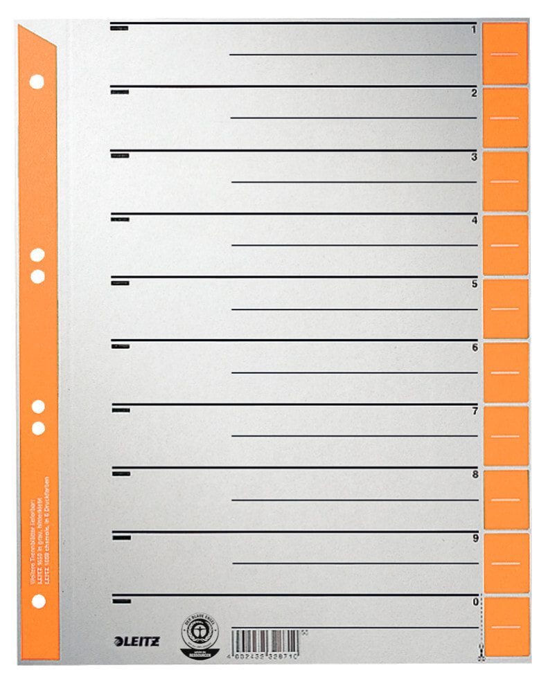 Leitz 16520045 закладка-разделитель Числовая закладка-разделитель Картон Серый, Оранжевый