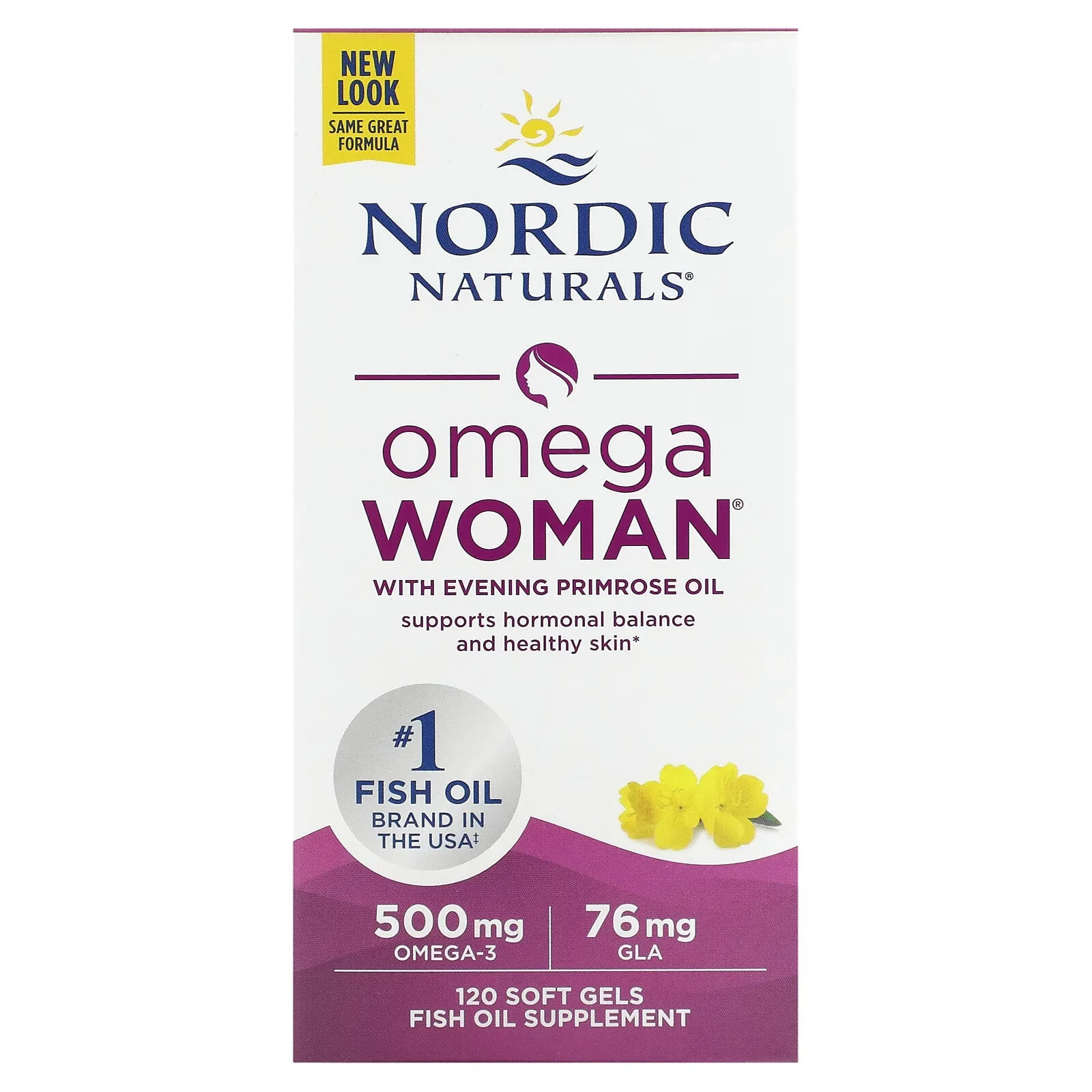 Нордик Натуралс, Omega Woman, с маслом примулы вечерней, 120 капсул