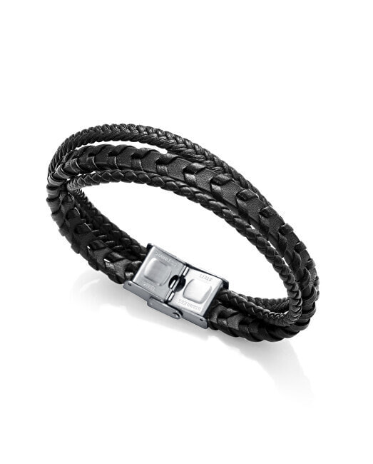 Black leather bracelet for men Magnum 1334P01010