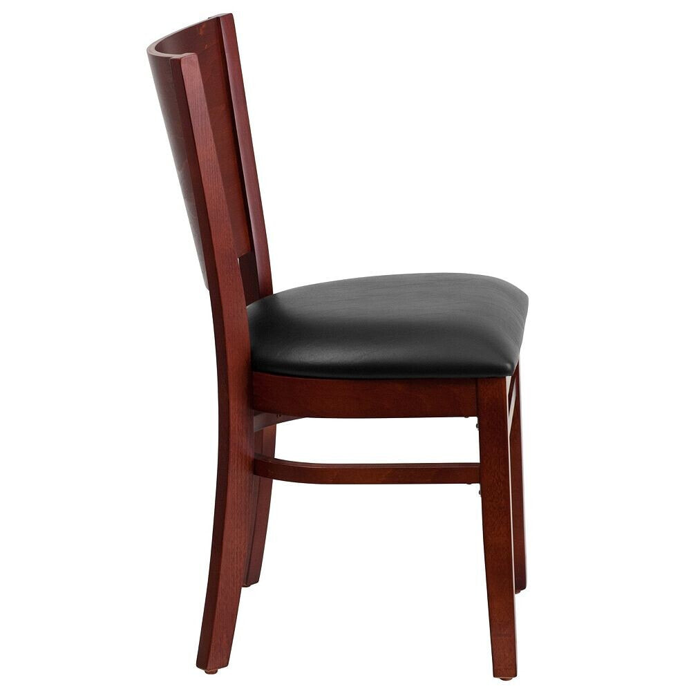 Flash Furniture lacey Series Solid Back Mahogany Wood Restaurant Chair - Black Vinyl Seat