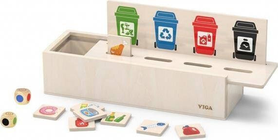Viga Toys Puzzle Educational wooden game for learning how to sort garbage