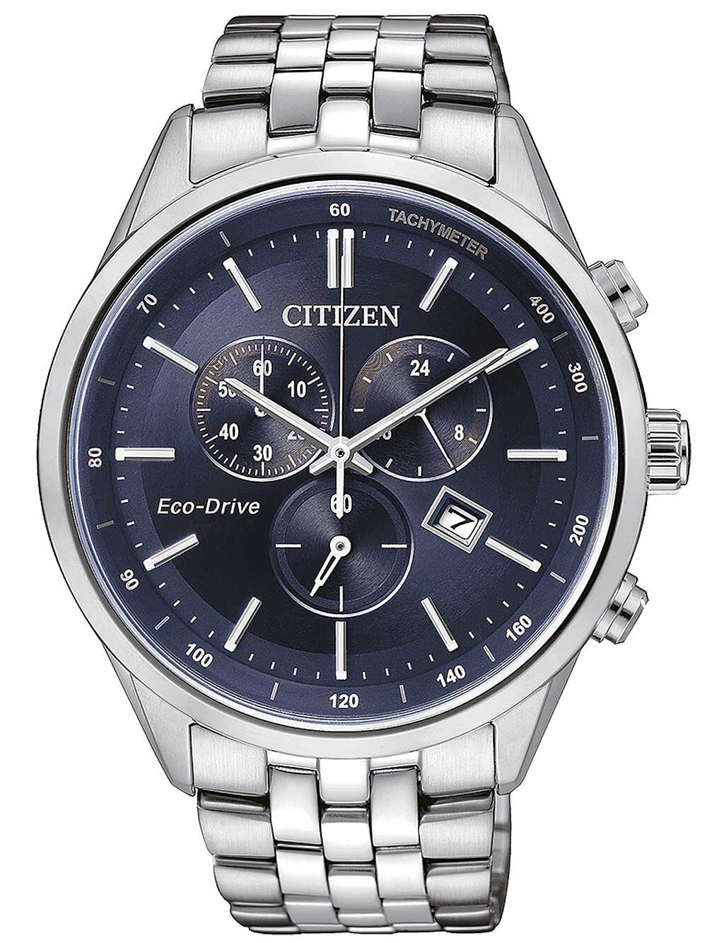 Мужские наручные часы с серебряным браслетом Citizen AT2141-52L Eco-Drive Sports Chronograph 42mm 10 ATM