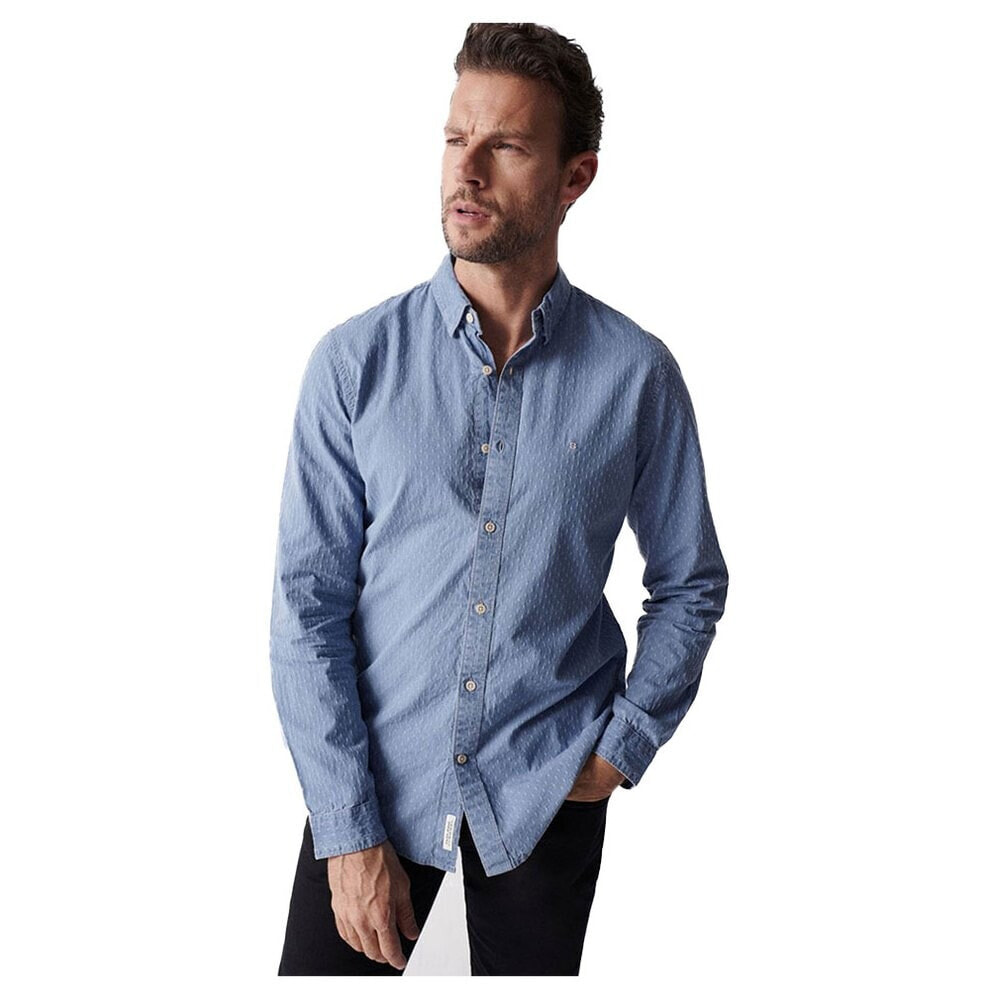 SALSA JEANS Microprint Slim Fit Long Sleeve Shirt