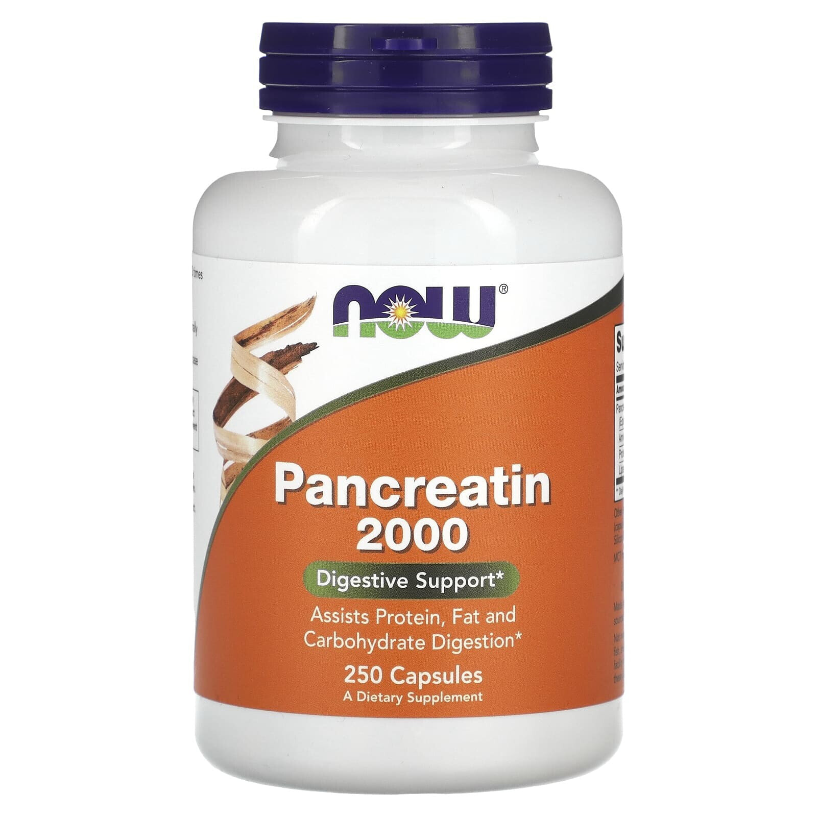 NOW Pancreatin 10X Панкреатин 10X - 200 мг для поддержки пищеварительной системы 250 капсул