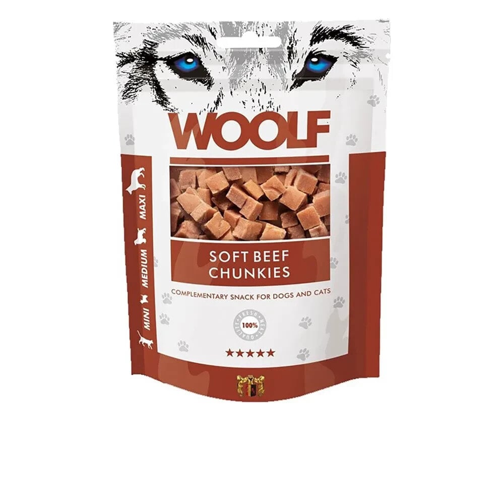 WOOLF Soft Beef Chunkies dog treat 100g