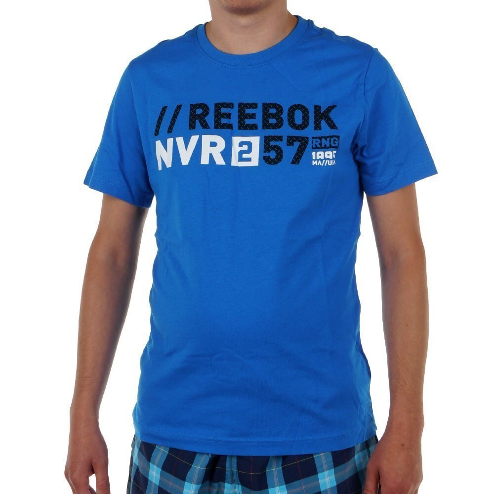 Мужская футболка спортивная синяя с надписями на груди Reebok Actron Graphic