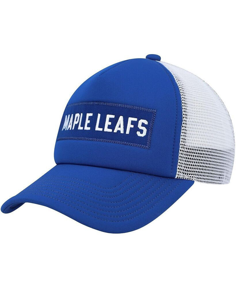 adidas men's Blue, White Toronto Maple Leafs Team Plate Trucker Snapback Hat