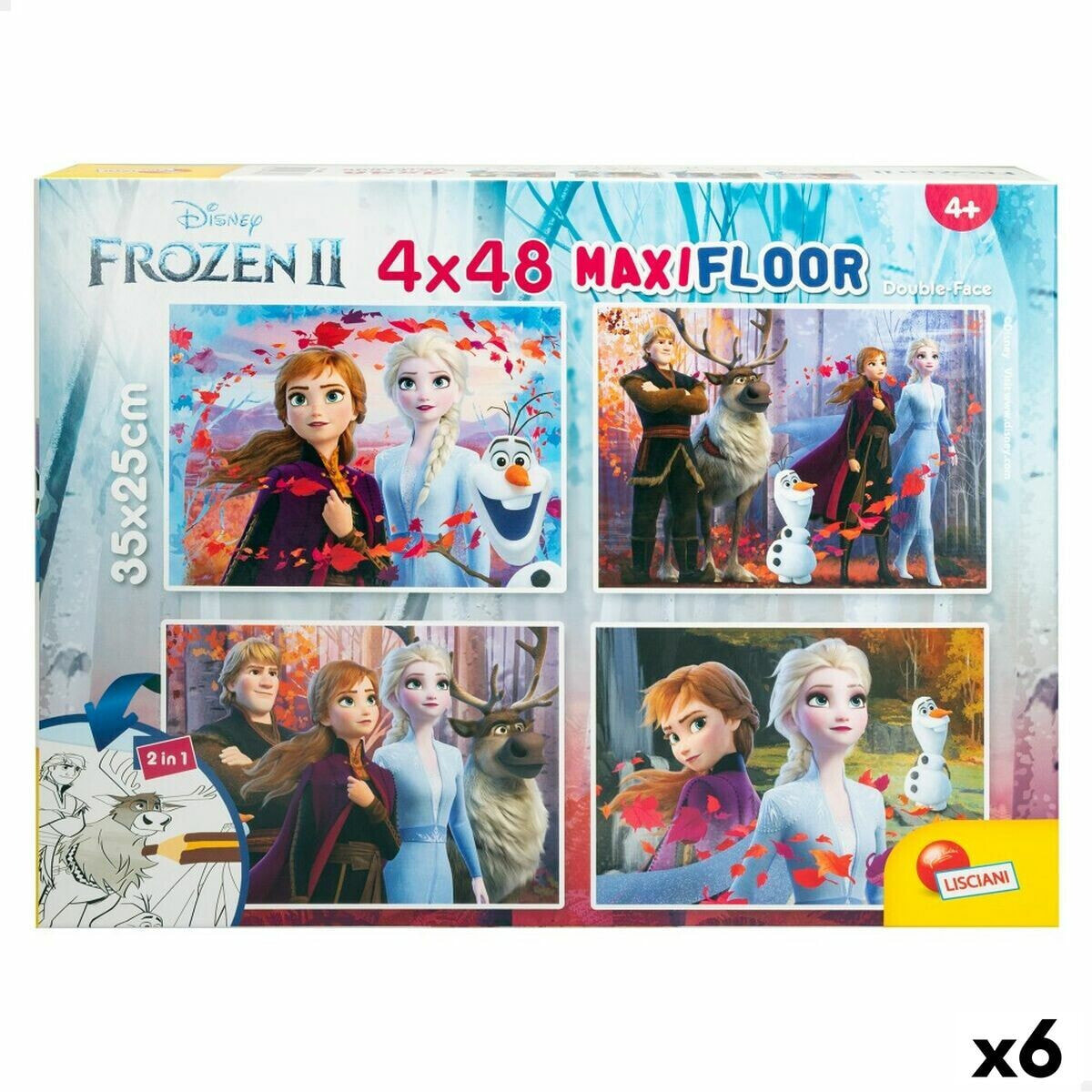 Детский паззл Frozen Двухстороннее 4 в 1 48 Предметы 35 x 1,5 x 25 cm (6 штук)