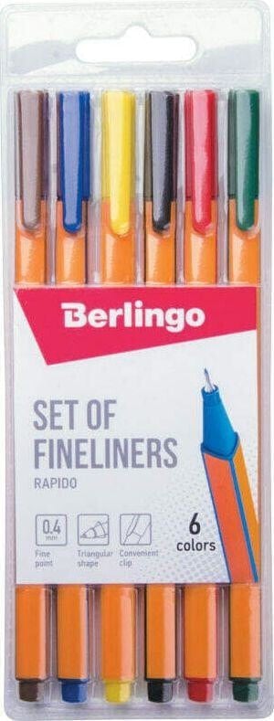 Письменная ручка Berlingo Berlingo, zestaw cienkopisów Rapido, color, 6szt, 0.4mm